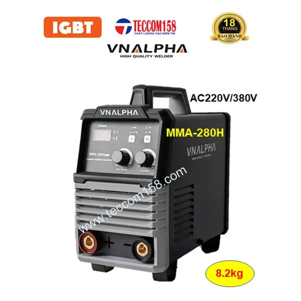 VNALPHA MMA-280H cấu hình 6 Bo 4IGBT đầu tiên tại VN, dải điện rộng, hàn que 2.5-5.0 ly, chế độ MMA + TIG LIFT