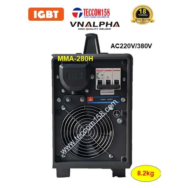 VNALPHA MMA-280H cấu hình 6 Bo 4IGBT đầu tiên tại VN, dải điện rộng, hàn que 2.5-5.0 ly, chế độ MMA + TIG LIFT