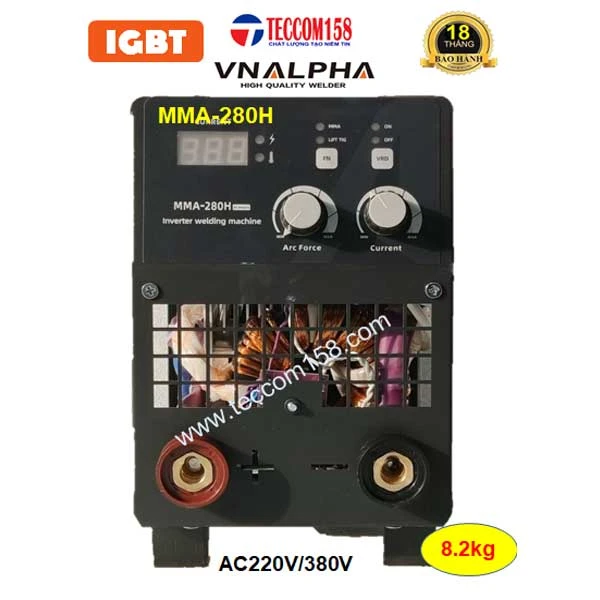 VNALPHA MMA-280H cấu hình 6 Bo 4IGBT đầu tiên tại VN, dải điện rộng, hàn que 2.5-5.0 ly, chế độ MMA + TIG LIFT