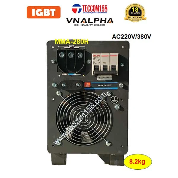 VNALPHA MMA-280H cấu hình 6 Bo 4IGBT đầu tiên tại VN, dải điện rộng, hàn que 2.5-5.0 ly, chế độ MMA + TIG LIFT