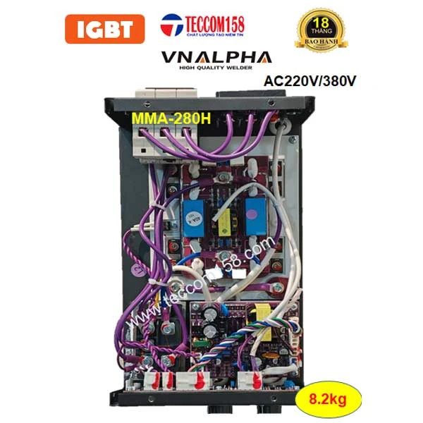 VNALPHA MMA-280H cấu hình 6 Bo 4IGBT đầu tiên tại VN, dải điện rộng, hàn que 2.5-5.0 ly, chế độ MMA + TIG LIFT