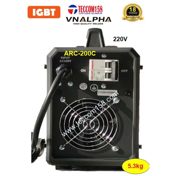 VNALPHA ARC-200C máy hàn que dòng hàn khỏe cấu hình 5 BO 4 IGBT đầu tiên tại VN, input 220V