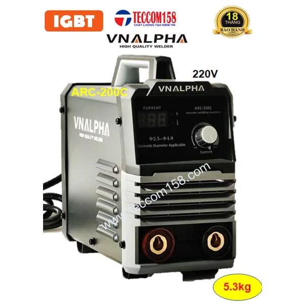 VNALPHA ARC-200C máy hàn que dòng hàn khỏe cấu hình 5 BO 4 IGBT đầu tiên tại VN, input 220V