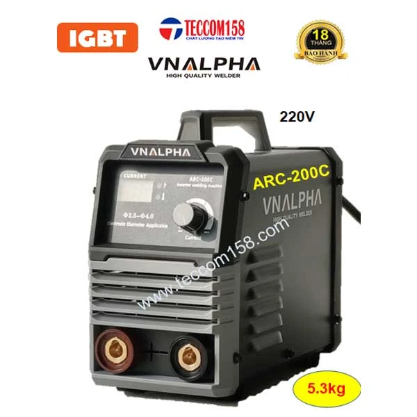 VNALPHA ARC-200C máy hàn que dòng hàn khỏe cấu hình 5 BO 4 IGBT đầu tiên tại VN, input 220V