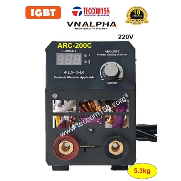 VNALPHA ARC-200C máy hàn que dòng hàn khỏe cấu hình 5 BO 4 IGBT đầu tiên tại VN, input 220V