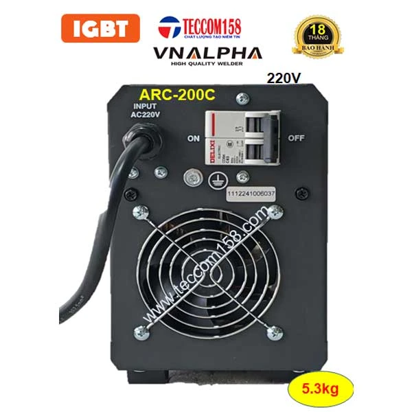 VNALPHA ARC-200C máy hàn que dòng hàn khỏe cấu hình 5 BO 4 IGBT đầu tiên tại VN, input 220V