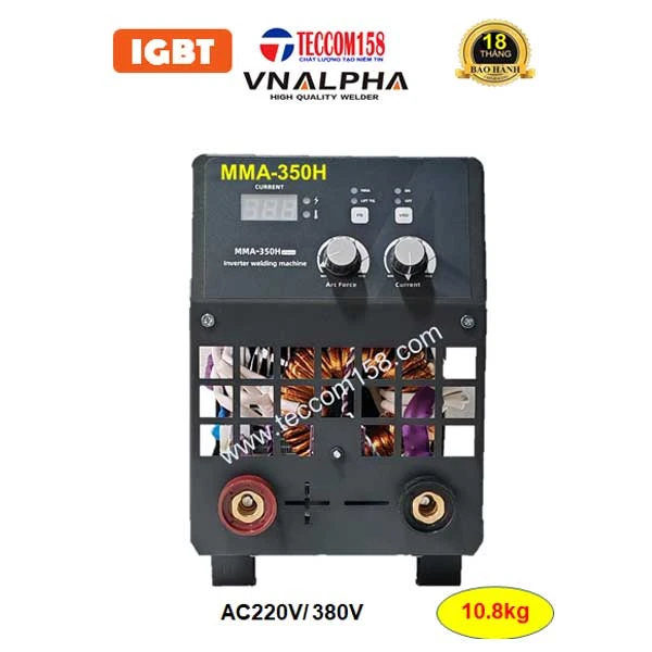 VNALPHA MMA-350H CẤU HÌNH 6 BO 4IGBT ĐẦU TIÊN TẠI VIỆT NAM, DẢI ĐIỆN RỘNG, HÀN QUE 2.5-5.0MM,  2 CHẾ ĐỘ MMA+ TIG LIFT