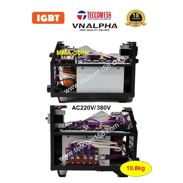 VNALPHA MMA-350H CẤU HÌNH 6 BO 4IGBT ĐẦU TIÊN TẠI VIỆT NAM, DẢI ĐIỆN RỘNG, HÀN QUE 2.5-5.0MM,  2 CHẾ ĐỘ MMA+ TIG LIFT