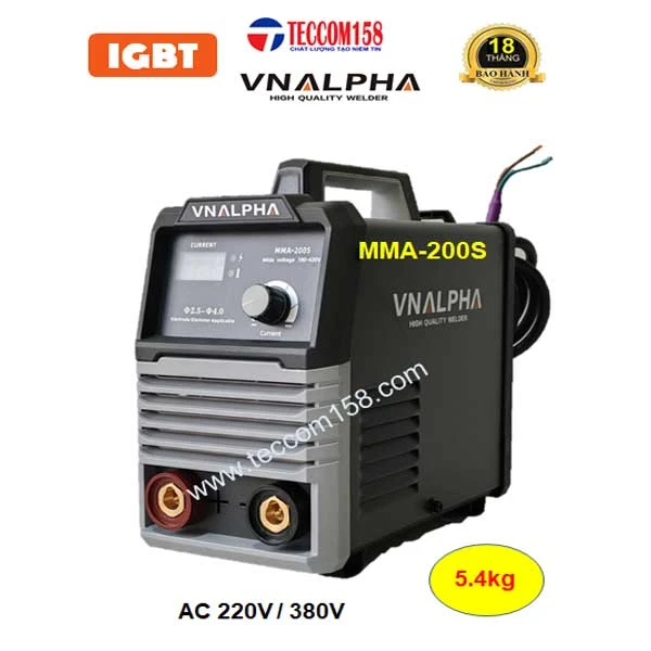 VNALPHA MMA-200S cấu hình 6 BO 4 IGBT đầu tiên tại VN, hàn que 2.5-4.0mm dải điện rộng 180v-420v