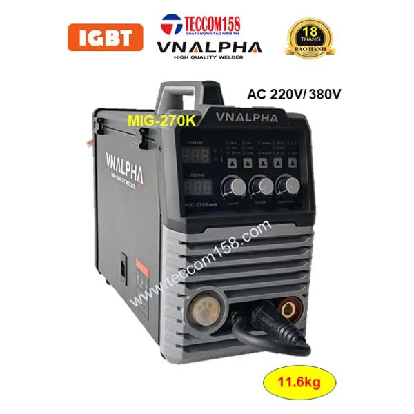 VNALPHA MIG-270K cấu hình 6 BO 4 IGBT đầu tiên tại VN. Input 220v/380v đa năng MIG/MAG/MMA/TIG LIFT