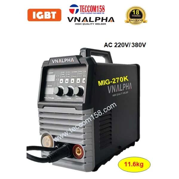 VNALPHA MIG-270K cấu hình 6 BO 4 IGBT đầu tiên tại VN. Input 220v/380v đa năng MIG/MAG/MMA/TIG LIFT