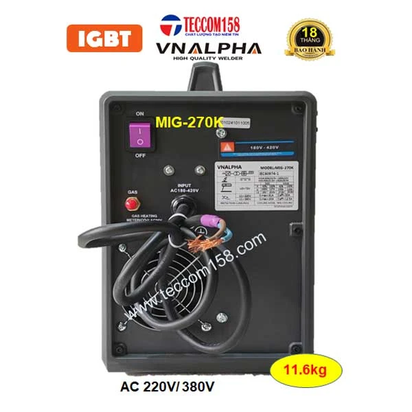 VNALPHA MIG-270K cấu hình 6 BO 4 IGBT đầu tiên tại VN. Input 220v/380v đa năng MIG/MAG/MMA/TIG LIFT