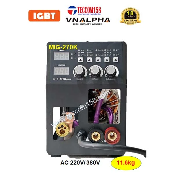 VNALPHA MIG-270K cấu hình 6 BO 4 IGBT đầu tiên tại VN. Input 220v/380v đa năng MIG/MAG/MMA/TIG LIFT