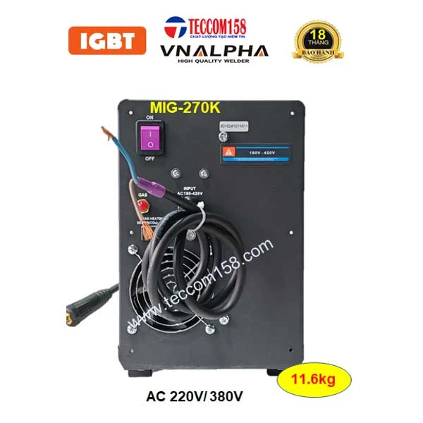 VNALPHA MIG-270K cấu hình 6 BO 4 IGBT đầu tiên tại VN. Input 220v/380v đa năng MIG/MAG/MMA/TIG LIFT